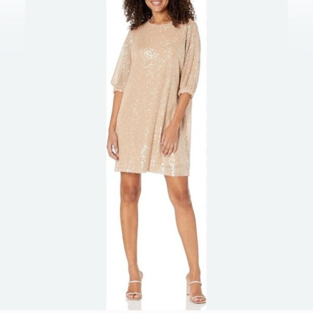 Trina Turk - Brushed Gold Sequin Sheath Dress - Mini - Size XS  China